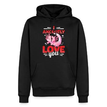 Coeur d’axolotl sucré Saint-Valentin - Sweat à capuche Premium bio Homme - noir - Devant - Nico (187cm)