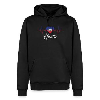 Haiti süße Haiti Flagge Herz Herzschlag stolz hait - Männer Premium Bio Hoodie - Schwarz - Vorne - Nico (187cm)