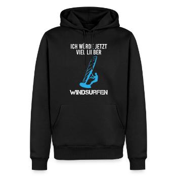 Lieber Windsurfen - Jetzt - Männer Premium Bio Hoodie - Schwarz - Vorne - Nico (187cm)