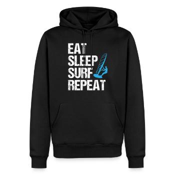 Rythme de surf - manger, dormir, surfer - Sweat à capuche Premium bio Homme - noir - Devant - Nico (187cm)
