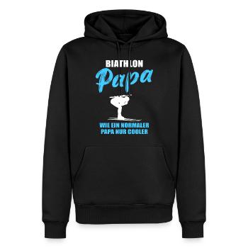 Biathlon Cool Papa Unique - Sweat à capuche Premium bio Homme - noir - Devant - Nico (187cm)