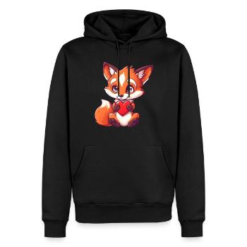 Saint-Valentin renard mignon pour les amoureux - Sweat à capuche Premium bio Homme - noir - Devant - Nico (187cm)