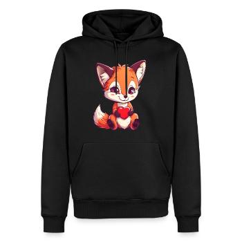 Fuchs Liebe Herz Verliebt Valentinstag - Männer Premium Bio Hoodie - Schwarz - Vorne - Nico (187cm)