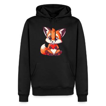 Renard mignon avec coeur amour de la Saint-Valentin - Sweat à capuche Premium bio Homme - noir - Devant - Nico (187cm)
