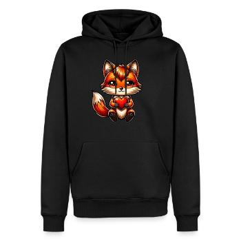 Renard avec cœur amour amour Saint-Valentin - Sweat à capuche Premium bio Homme - noir - Devant - Nico (187cm)