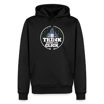 Cybersecurity denken Sie an, bevor Sie auf Cybersi - Männer Premium Bio Hoodie - Schwarz - Vorne - Nico (187cm)