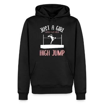 Fille Aime La Passion Du Saut En Hauteur - Sweat à capuche Premium bio Homme - noir - Devant - Nico (187cm)
