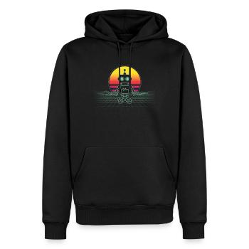 Vaporwave Sunset Robot Engineer Robotics Klasse - Männer Premium Bio Hoodie - Schwarz - Vorne - Nico (187cm)