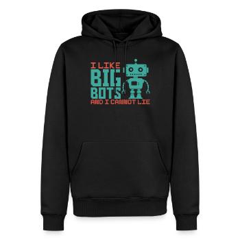 Ich mag große Bots und kann Roboteringenieur nicht - Männer Premium Bio Hoodie - Schwarz - Vorne - Nico (187cm)