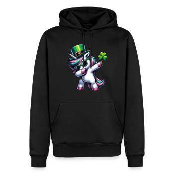 Coeur de la Saint-Patrick Licorne irlandaise Dabbing - Sweat à capuche Premium bio Homme - noir - Devant - Nico (187cm)