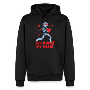 Sie starten mein Herz Roboter Valentine Robotik ne - Männer Premium Bio Hoodie - Schwarz - Vorne - Nico (187cm)