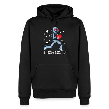 Ich liebe dich binär 01010 Roboter Valentine Robot - Männer Premium Bio Hoodie - Schwarz - Vorne - Nico (187cm)