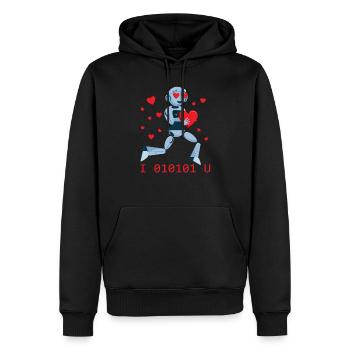 Ich liebe dich binär 01010 Roboter Valentine Robot - Männer Premium Bio Hoodie - Schwarz - Vorne - Nico (187cm)