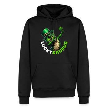 Fête de la Saint-Patrick Chance irlandaise Luckysaurus - Sweat à capuche Premium bio Homme - noir - Devant - Nico (187cm)