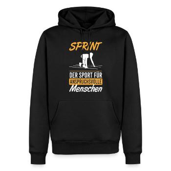Sprinter d’élite Puissant - Sweat à capuche Premium bio Homme - noir - Devant - Nico (187cm)