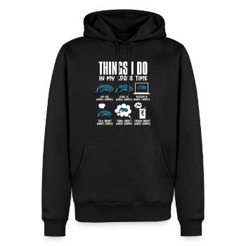 Dinge, die ich in meiner Freizeit mache, lustiger - Männer Premium Bio Hoodie - Schwarz - Vorne - Nico (187cm)