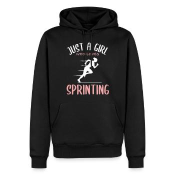 Sprintliebe – Für schnelle Mädchen - Männer Premium Bio Hoodie - Schwarz - Vorne - Nico (187cm)