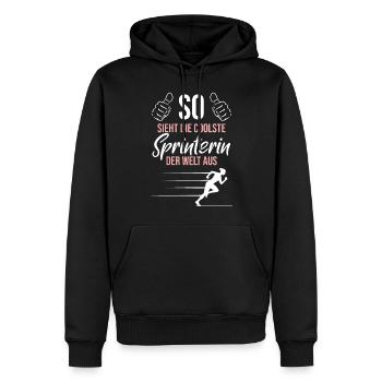 Coolste Sprinterin – Weltklasse - Männer Premium Bio Hoodie - Schwarz - Vorne - Nico (187cm)