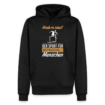 Parcours d’obstacles sportif exigeant Elite - Sweat à capuche Premium bio Homme - noir - Devant - Nico (187cm)