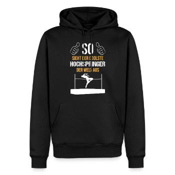 Coolster Hochspringer Weltklasse Sportler - Männer Premium Bio Hoodie - Schwarz - Vorne - Nico (187cm)