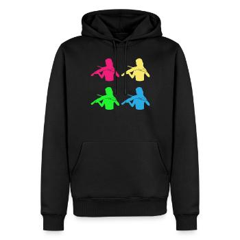 Colorful Violinists Ensemble Harmony - Men’s Premium Organic Hoodie - black - Front - Nico (187cm)