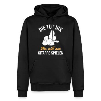 Sorglose Gitarristin - Musikgeschenk - Männer Premium Bio Hoodie - Schwarz - Vorne - Nico (187cm)