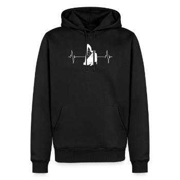 Harpe, Coeur, Battement, Mélodie, Amour - Sweat à capuche Premium bio Homme - noir - Devant - Nico (187cm)