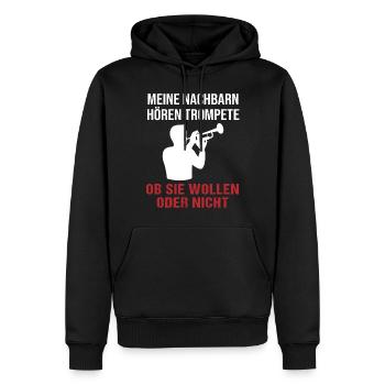 Trompetenklänge – Nachbarschaftskonzert - Männer Premium Bio Hoodie - Schwarz - Vorne - Nico (187cm)