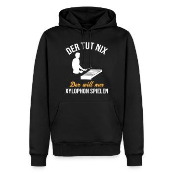 The Xylophone Player – Harmless, Humorous - Men’s Premium Organic Hoodie - black - Front - Nico (187cm)