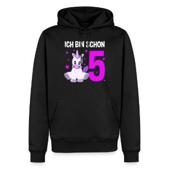 Einhorn 5. Geburtstag Sternenfest - Männer Premium Bio Hoodie - Schwarz - Vorne - Nico (187cm)