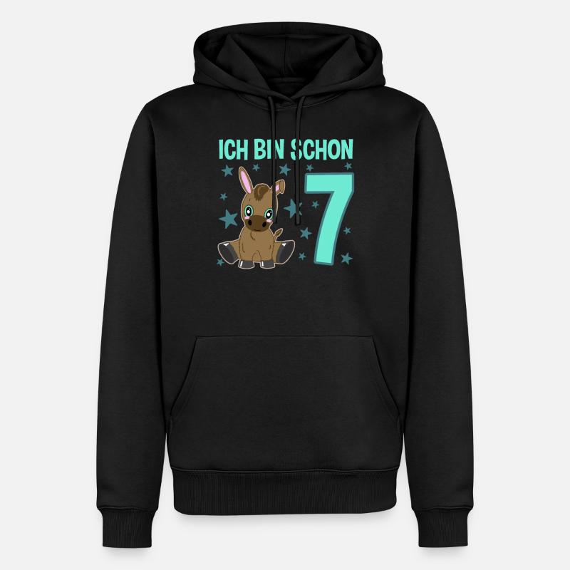 Siebenjährige Partyeselchen Glücksbringer - Männer Premium Bio Hoodie - Schwarz