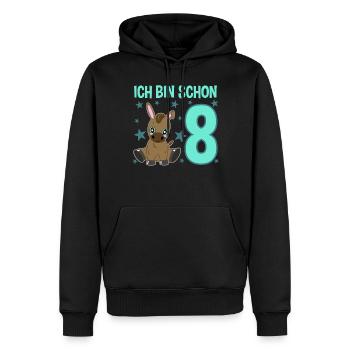 Acht Jahre Feier-Esel: Jubel & Spaß - Männer Premium Bio Hoodie - Schwarz - Vorne - Nico (187cm)