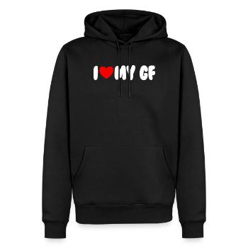 Ich liebe die passende Freundin meines GF Red Hear - Männer Premium Bio Hoodie - Schwarz - Vorne - Nico (187cm)