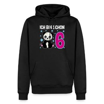 Sechs Jahre – Panda-Lächeln - Männer Premium Bio Hoodie - Schwarz - Vorne - Nico (187cm)