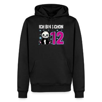 Panda mignon - Douze ans de jubilation - Sweat à capuche Premium bio Homme - noir - Devant - Nico (187cm)