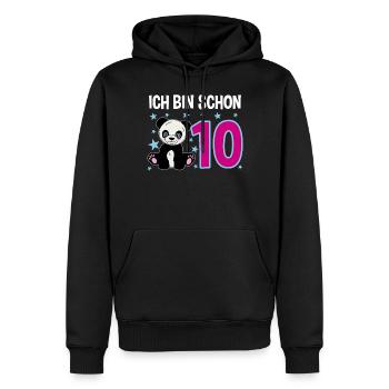 Zehn Jahre – Panda Jubel - Männer Premium Bio Hoodie - Schwarz - Vorne - Nico (187cm)