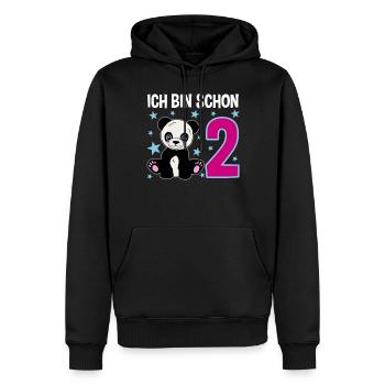 Panda Wonder - Deux ans de bonheur - Sweat à capuche Premium bio Homme - noir - Devant - Nico (187cm)