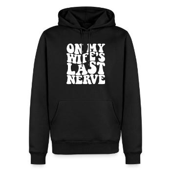 Über den letzten Nerv meiner Frau Lustiger Männer- - Männer Premium Bio Hoodie - Schwarz - Vorne - Nico (187cm)