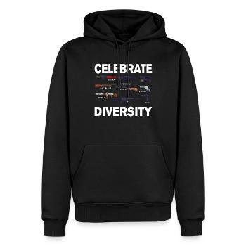 Feiern Sie die Vielfalt. Waffenliebhaber, Waffensa - Männer Premium Bio Hoodie - Schwarz - Vorne - Nico (187cm)