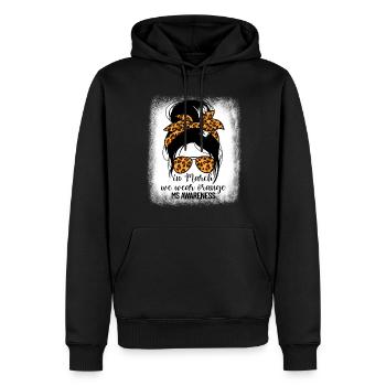 Im März tragen wir Orange MS WarriorMS-Bewusstsein - Männer Premium Bio Hoodie - Schwarz - Vorne - Nico (187cm)