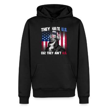 Sie hassen die USA, weil sie nicht die USA sind, J - Männer Premium Bio Hoodie - Schwarz - Vorne - Nico (187cm)
