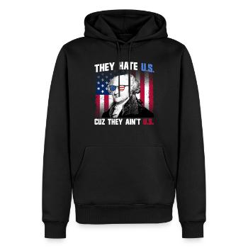 Sie hassen die USA, weil sie nicht die USA sind, J - Männer Premium Bio Hoodie - Schwarz - Vorne - Nico (187cm)