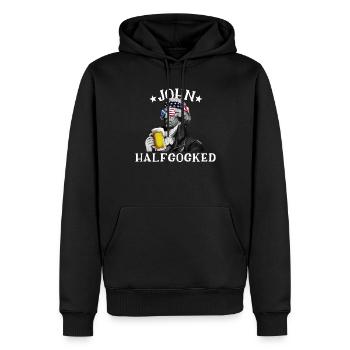 John Halfcocked Der betrunkene Präsident John Hanc - Männer Premium Bio Hoodie - Schwarz - Vorne - Nico (187cm)