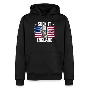 Suck It England Thomas Jefferson 4. Juli - Männer Premium Bio Hoodie - Schwarz - Vorne - Nico (187cm)