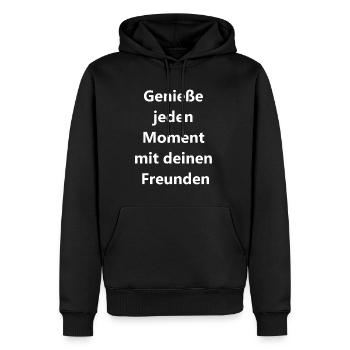 Beste Geschenkideen für Freunde - Männer Premium Bio Hoodie - Schwarz - Vorne - Nico (187cm)