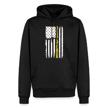 Dispatcher Notruf mit amerikanischer Flagge - Männer Premium Bio Hoodie - Schwarz - Vorne - Nico (187cm)