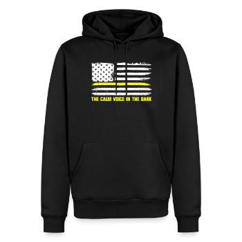Die ruhige Stimme im Dunkeln Versand mit amerikani - Männer Premium Bio Hoodie - Schwarz - Vorne - Nico (187cm)