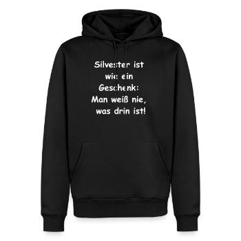 Silvester-Geschenke - Männer Premium Bio Hoodie - Schwarz - Vorne - Nico (187cm)