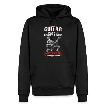 Drôle de guitariste guitare squelette - Sweat à capuche Premium bio Homme - noir - Devant - Nico (187cm)