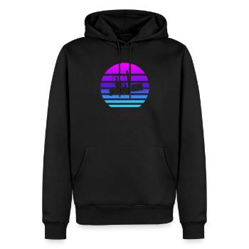 Gabelstaplerfahrer Vaporwave-Gabelstaplerfahrer - Männer Premium Bio Hoodie - Schwarz - Vorne - Nico (187cm)